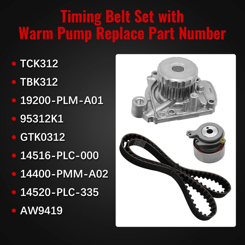 zuverlass HS26236PT Head Gasket Timing Belt Set with Water Pump Compatible with Honda Civic LX DX EX HX 1.7L D1A71 D17A2 D17A6 2001-2005, Replace HS26236PT-2, HS4034, TCK312 - Image 4